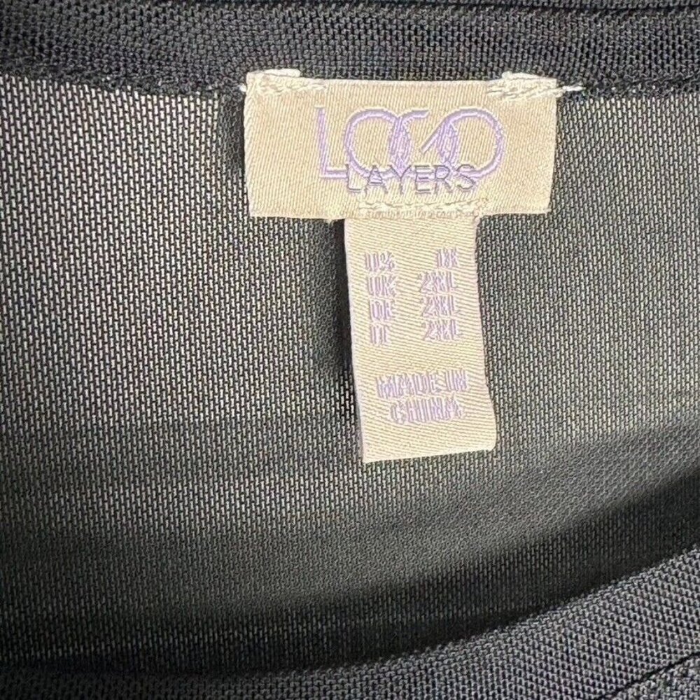 LOGO Layers by Lori Goldstein sheer mesh tunic top black size 1X 3/4 sleeve - Picture 5 of 9